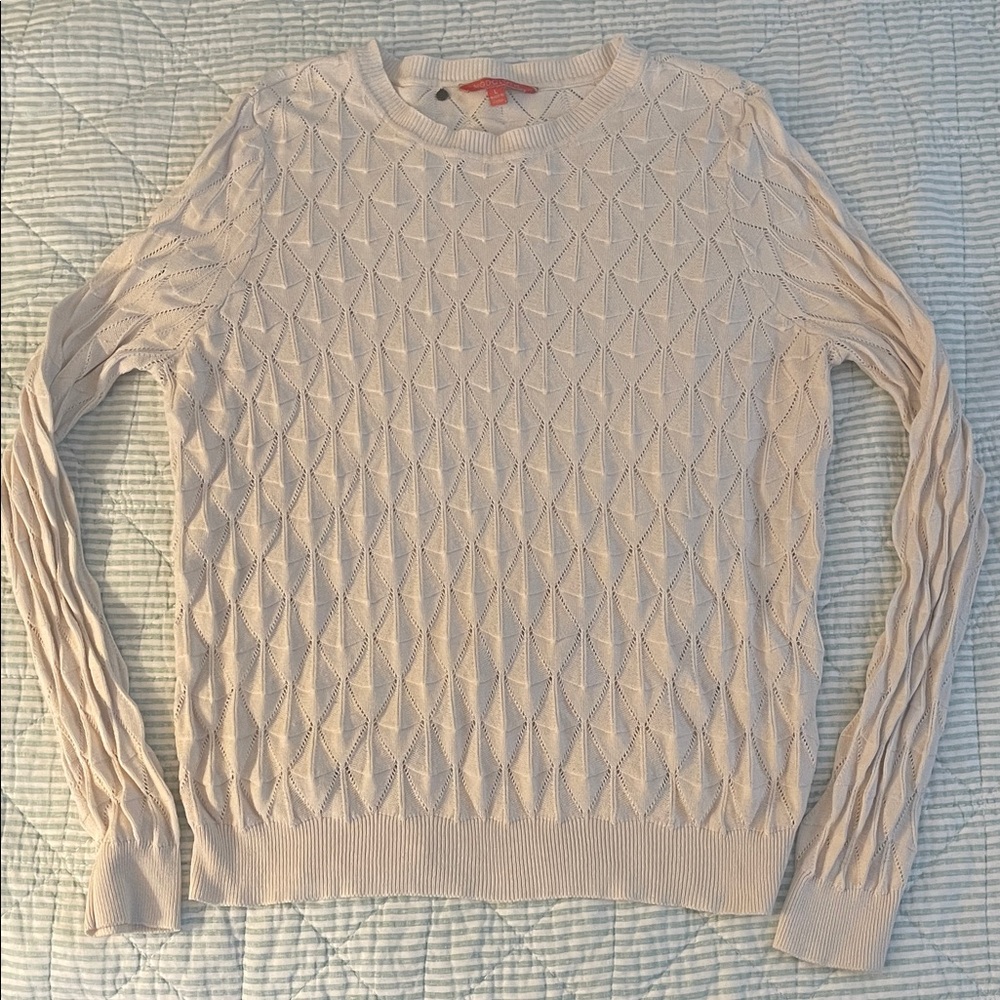 Modcloth Ivory Textured Knit Sweater
